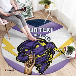 Personalised Storm Rugby 2024 Round Carpet Mascot With Trophy Go Champions Aboriginal Art