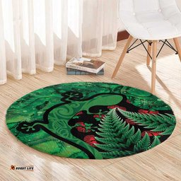 New Zealand Gecko Christmas Round Carpet Meri Kirihimete Paua Shell Mix Pohutukawa