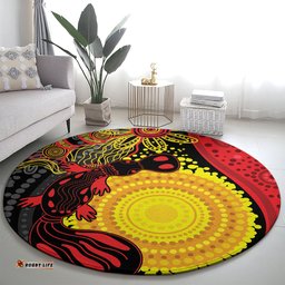 Platypus Aboriginal Art Style Round Carpet