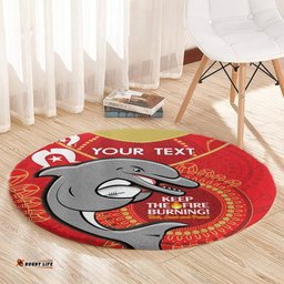 Custom NRL Dolphins NAIDOC Week Round Carpet Keep The Fire Burning Indigenous Art