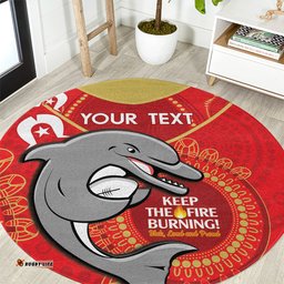 Custom NRL Dolphins NAIDOC Week Round Carpet Keep The Fire Burning Indigenous Art