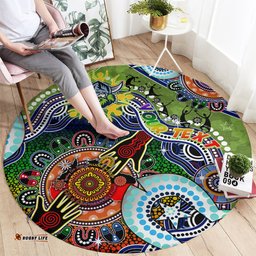 Personalised Raiders NAIDOC Week 2024 Round Carpet Australia Aboriginal Dot Painting DT02