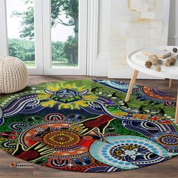 Personalised Raiders NAIDOC Week 2024 Round Carpet Australia Aboriginal Dot Painting DT02