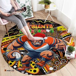Merry Christmas AFL Giants Round Carpet Aboriginal Santa Football Mascot