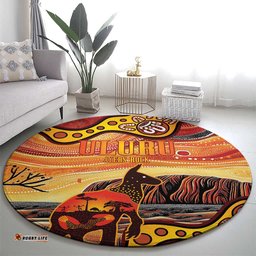 Northern Territory Uluru Round Carpet Ayers Rock Kangaroo Aboriginal Art