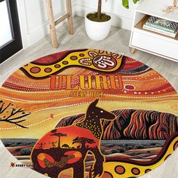 Northern Territory Uluru Round Carpet Ayers Rock Kangaroo Aboriginal Art