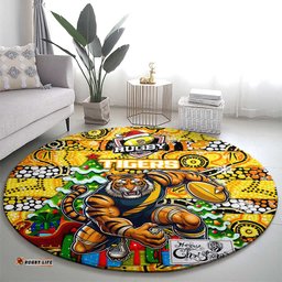 Richmond Tigers Football Merry Christmas Round Carpet Indigenous Australian Art