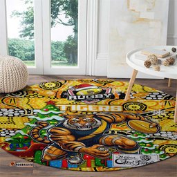 Richmond Tigers Football Merry Christmas Round Carpet Indigenous Australian Art