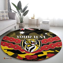 Custom Richmond Tigers Football Round Carpet ANZAC Lest We Forget