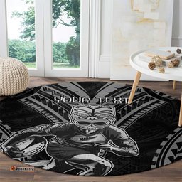 Custom New Zealand Rugby Round Carpet Maori All Black Warrior Tribal Tattoo