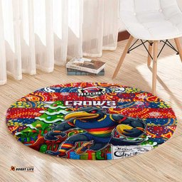 Crows Football Merry Christmas Round Carpet Indigenous Australian Art