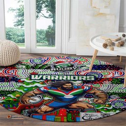 New Zealand Warriors Rugby Merry Christmas Round Carpet Indigenous Australian Art