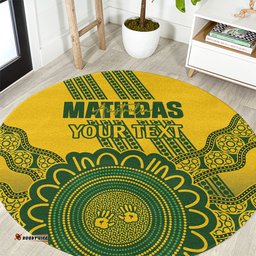 Custom Australia Matildas Round Carpet Aussie Aboriginal Gold Version
