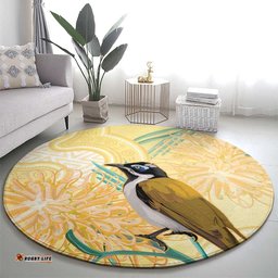 Australia Grevillea And Honeyeaters Round Carpet Aboriginal Art Watercolor Style