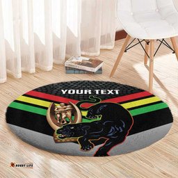 Personalised Panthers Rugby 2024 Round Carpet Mascot With Trophy Go Champions Aboriginal Art