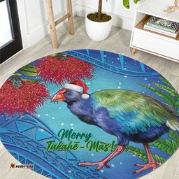 New Zealand Takahe Christmas Round Carpet Maori Fern Mix Pohotukawa