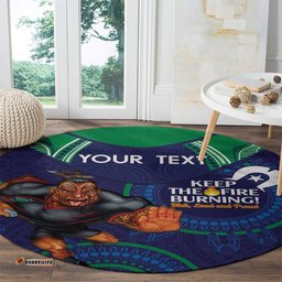 Custom NRL Warriors NAIDOC Week Round Carpet Keep The Fire Burning Indigenous Art