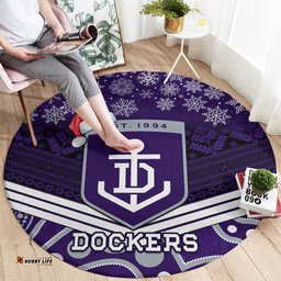 Custom Dockers Football Christmas Round Carpet Merry Xmas 2023 Mix Aboriginal Art