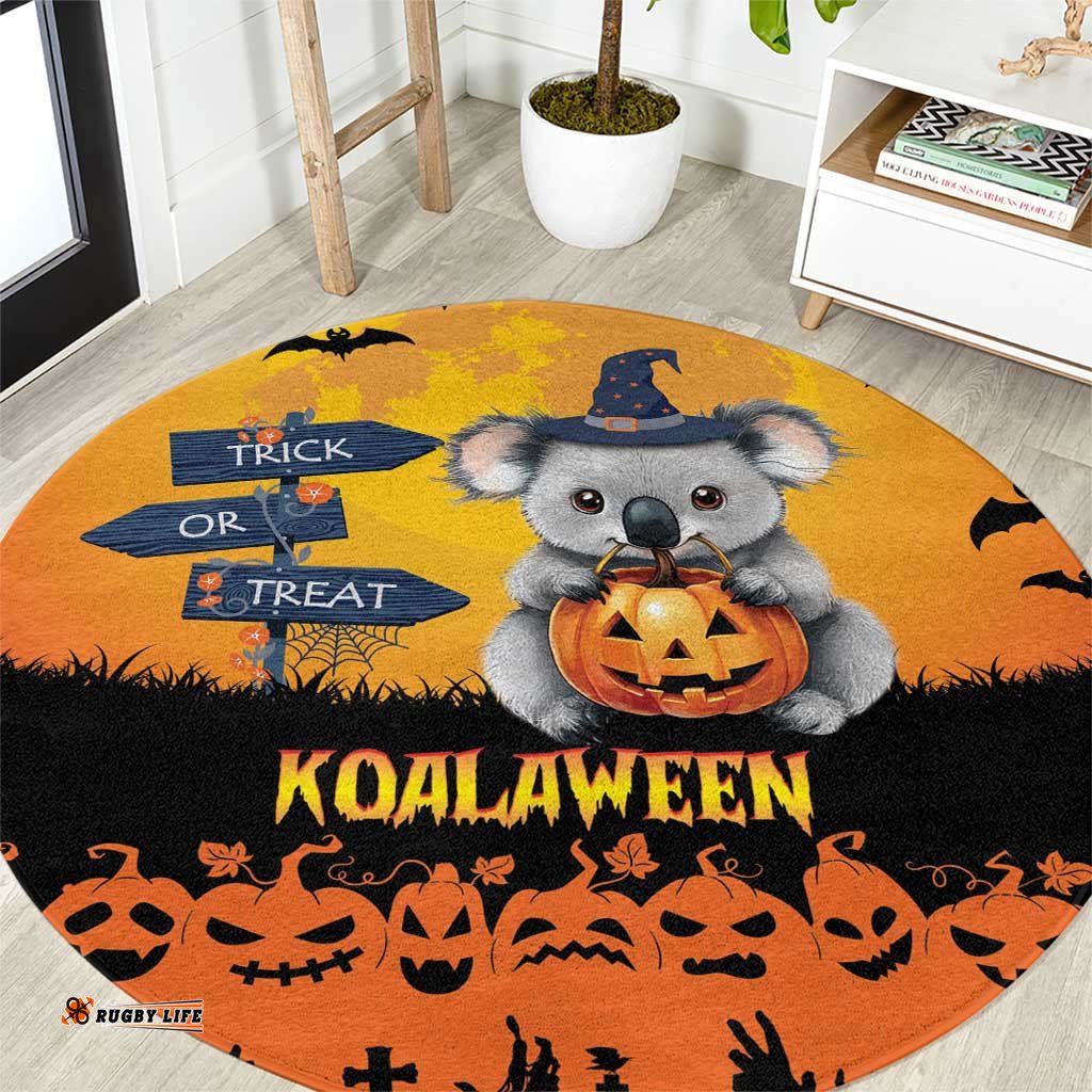 Happy Koalaween Round Carpet Koala Ghost Trick or Treat