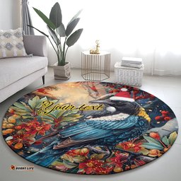 Personalised New Zealand Tui in Pohutukawa Round Carpet Christmas in July
