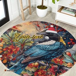 Personalised New Zealand Tui in Pohutukawa Round Carpet Christmas in July