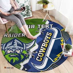 Personalised Cowboys And Raiders Rugby Round Carpet Sporty Version