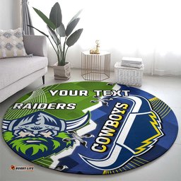 Personalised Cowboys And Raiders Rugby Round Carpet Sporty Version