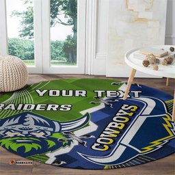 Personalised Cowboys And Raiders Rugby Round Carpet Sporty Version