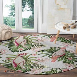Australia Pink Cockatoo Round Carpet Aussie Orchids Seamless Pattern