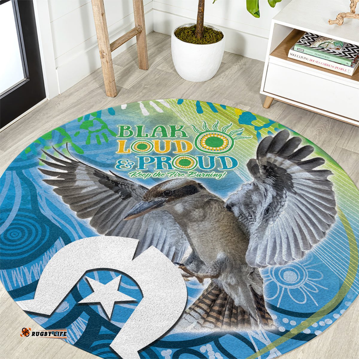 Vivid Kookaburra NAIDOC 2024 Round Carpet Aboriginal Art Style