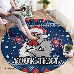 Custom Roosters Rugby Round Carpet Chirstmas Vibe 2023