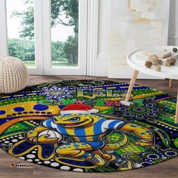 Merry Christmas Eels Round Carpet Aboriginal Santa Rugby Mascot Parramatta