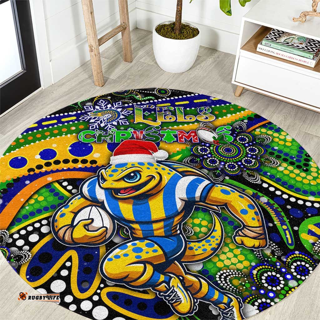 Merry Christmas Eels Round Carpet Aboriginal Santa Rugby Mascot Parramatta