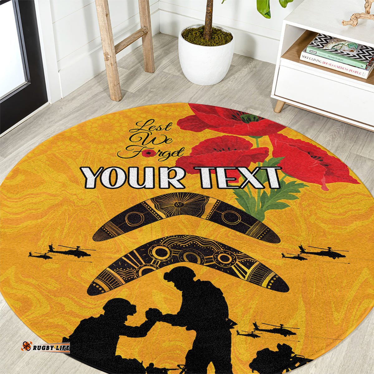 Australia Matildas Soccer ANZAC Custom Round Carpet Gallipoli Soldier With Aboriginal Dots Art