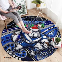 Merry Christmas Bulldogs Round Carpet Aboriginal Santa Rugby Mascot Canterbury-Bankstown