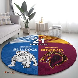 Custom Broncos Bulldogs Round Carpet NRL Tribal Half Style