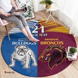 Custom Broncos Bulldogs Round Carpet NRL Tribal Half Style