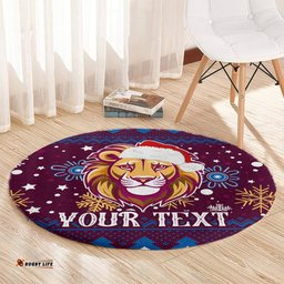 Custom Lions Football Round Carpet Christmas Vibe 2023