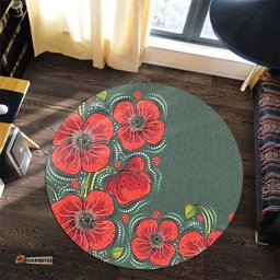 Amazing Aussie Australia Aboriginal Aboriginal Style Australian Poppy Flower Background Round Rug