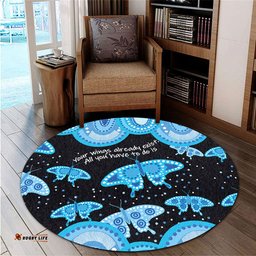 Amazing Aussie Australia Animals Aboriginal Your Wings Already Exist Aboriginal Blue Butterflies Art Inspired Round Rug