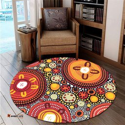 Amazing Aussie Australia Aboriginal Colorful Dot Art Inspired By Aboriginal Culture Round Rug