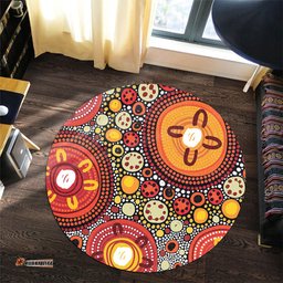 Amazing Aussie Australia Aboriginal Colorful Dot Art Inspired By Aboriginal Culture Round Rug