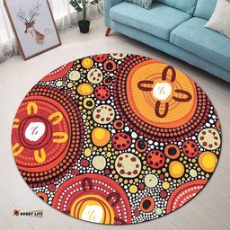 Amazing Aussie Australia Aboriginal Colorful Dot Art Inspired By Aboriginal Culture Round Rug