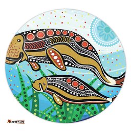 Amazing Aussie Australia Aboriginal Dugong Aboriginal Artwork With Mother And Baby Round Rug