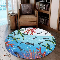 Amazing Aussie Australia Aboriginal Underwater Concept Aboriginal Art With Fish Round Rug