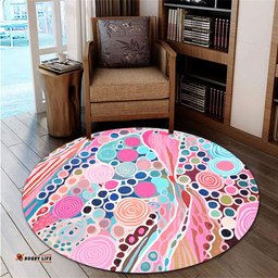 Amazing Aussie Australia Aboriginal Australian Aboriginal Art Vivid Pastel Colours Round Rug