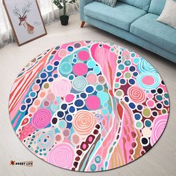 Amazing Aussie Australia Aboriginal Australian Aboriginal Art Vivid Pastel Colours Round Rug
