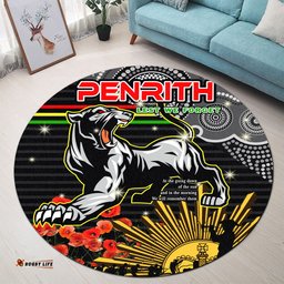 Amazing Aussie Penrith Panthers Anzac Anzac Day Penrith Panthers Rugby Team Poppy Flower Round Rug