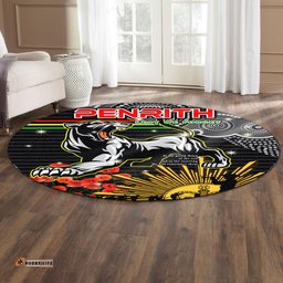 Amazing Aussie Penrith Panthers Anzac Anzac Day Penrith Panthers Rugby Team Poppy Flower Round Rug