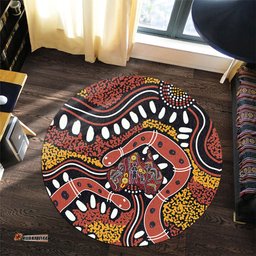 Amazing Aussie Australia Rainbow Serpent Aboriginal Aboriginal Dot Art Snake Artwork Round Rug